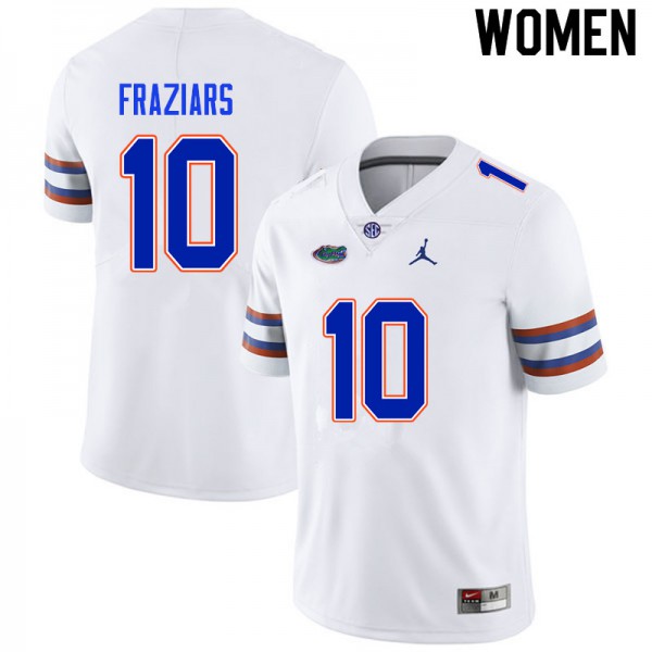 Women #10 Ja'Quavion Fraziars Florida Gators College Football Jersey White